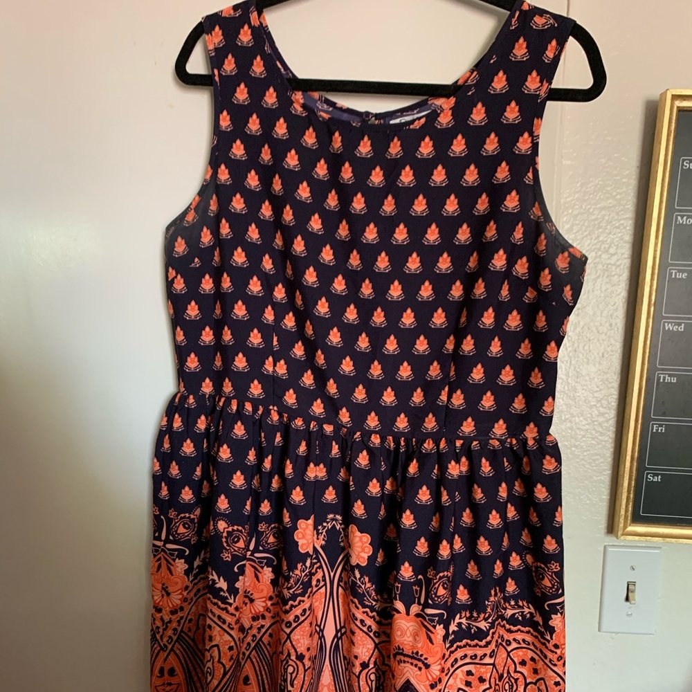 Orange/ Blue dress